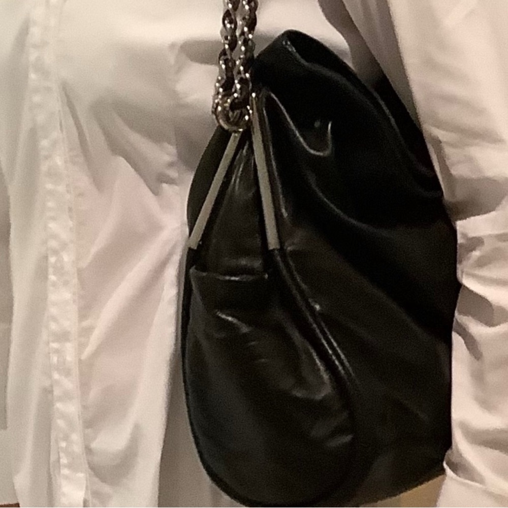 CHANEL Women's Large Ultimate Hobo Soft Black Lamb’s Skin w/ Silver Accents EUC - Picture 11 of 15